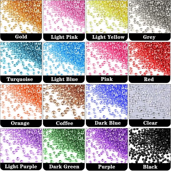10000Pcs Crystal Acrylic Diamond Fake Gems Vase Filler, 4.5mm Faux Diamonds for Table Scatter Wedding Party, Bridal Shower, Birthday Decoration, Black