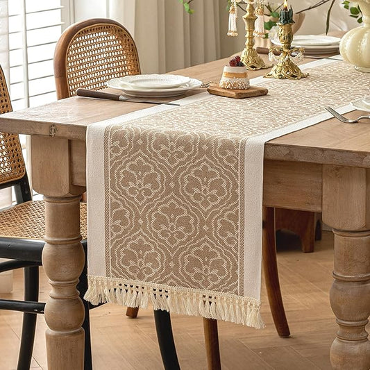 Table Runners 72 Inches Long Waterproof Boho Table Runner with Tassel Fringe,Table Runner for Party Coffee Table