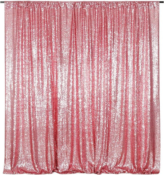 Poise3EHome 10FT x 10FT Sequin Photography Backdrop Curtain for Party Decoration, Fuchsia Pink