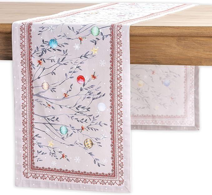 Maison d' Hermine Table Runner 100% Cotton Single Layer Table Runners 90 inches Long for Thanksgiving Christmas Decorations Home Kitchen Dining Party Wedding (Fairy Christmas, 14.5" x 90")