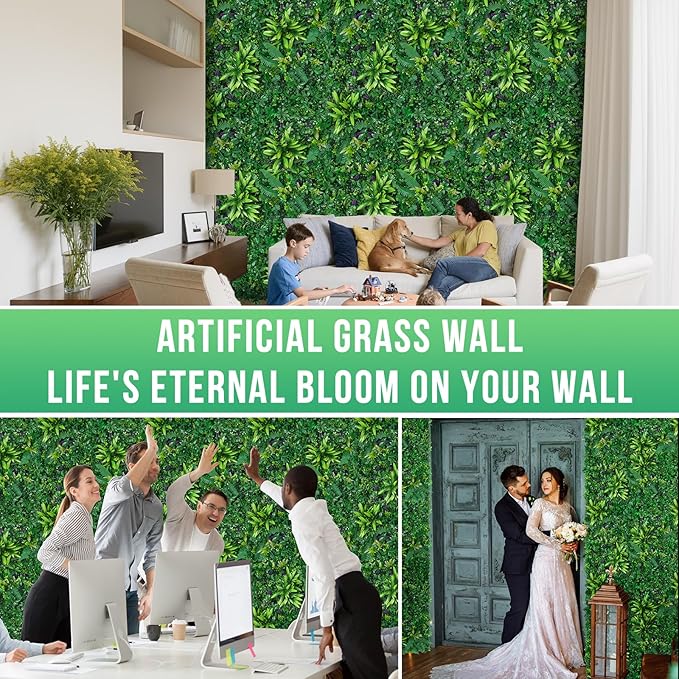 Artificial Boxwood Panels, Grass Wall Panels 20"x20"(12pcs), Privacy Hedge Fence Screen with UV Protection, Fake Greenery Backdrop for Indoor Wedding and Outdoor Garden Backyard