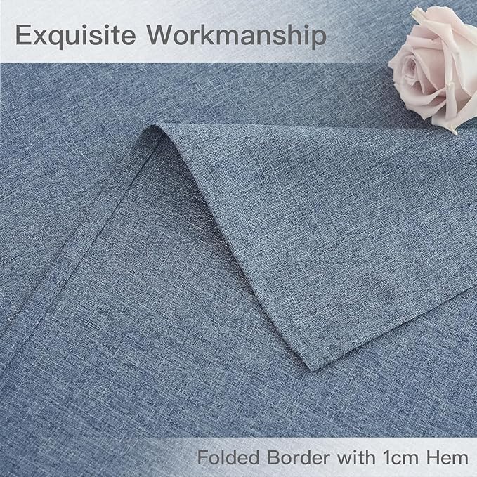maxmill Linen Textured Rectangle Tablecloth Water Resistant Wrinkle Free Spill-Proof Stain Proof Table Cloth for Dining Room Decoration Banquet Party Wedding Holiday Dinner, 52 x 84 Inch Demin Blue