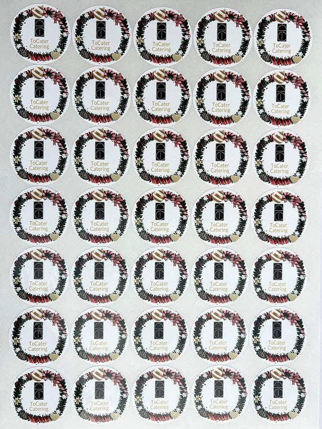 Custom Stickers for Weddings, Birthdays & Businesses - Personalized Labels with Your Logo - Waterproof, Fade and Heat Resistant - Pack of 100-1000 (Wreath R, 1.5 Inch)