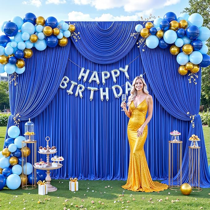 40ft x 12ft Royal Blue Backdrop Curtains Wrinkle Free Backdrop Curtain for Wedding Parties Blue Fabric Backdrops Drapes Back Drop Cloth Bridal Shower Stage Curtains Wedding Decorations for Reception