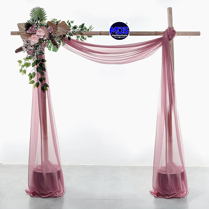 MDS Halloween Chiffon Draping Fabric - 1 Panel, 30" Wide x 50ft Long - Sheer Spooky Arbor & Canopy Drapery for Haunted House Backdrops, Party Ceilings, DIY Costumes & Themed Events - Mauva