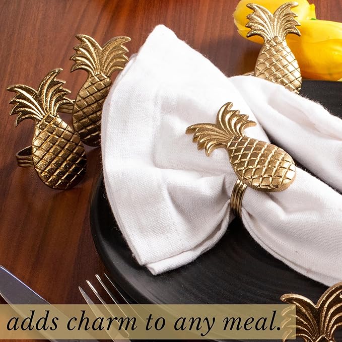 Elegant Metal Napkin Holders for Dining Table Decor - 12 Pack Pumpkin Lightweight Metal Napkin Rings for Party, Weddings, Family Gatherings & Everyday Use (Gold)- ALPHA Living HOME