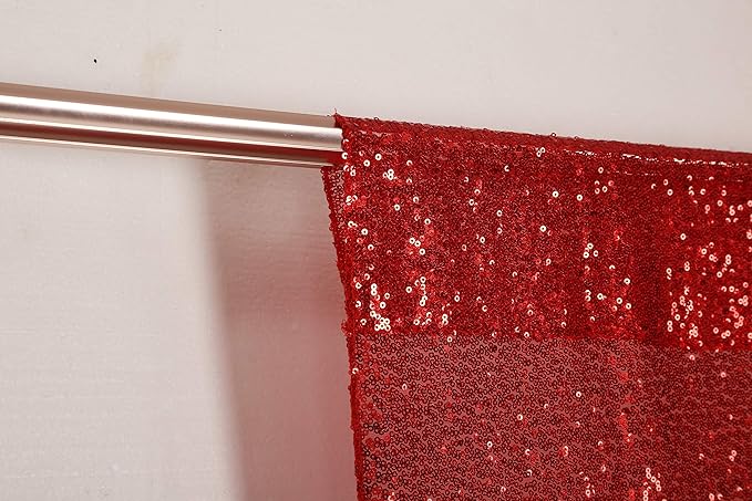 Juya Delight 6ft x 8ft Red Sequin Photography Backdrop Curtain for Wedding Party Decoration Festival Ceremony