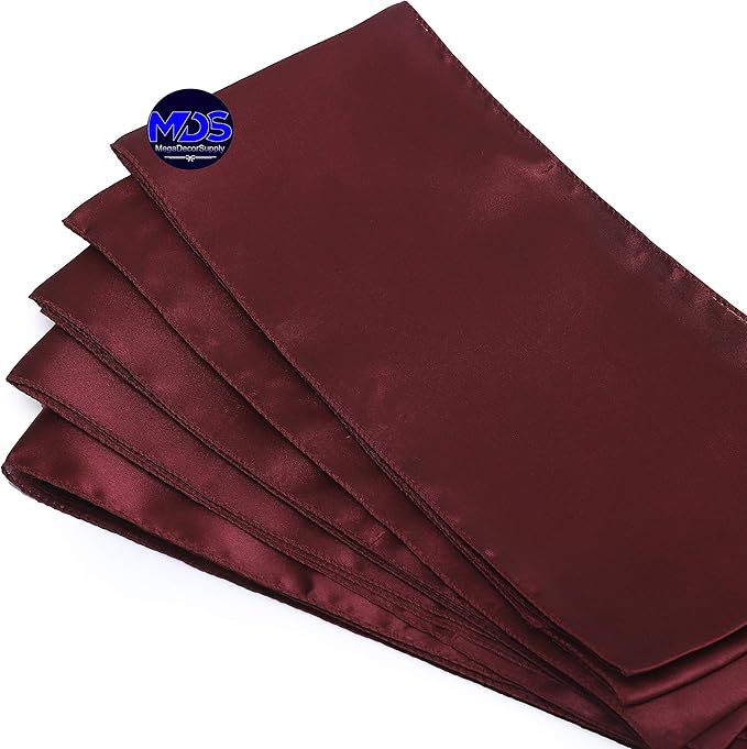 MDS Pack of 125 PCS Satin Chair Sashes Charmeuse Sateen Dining Chair Bows Ribbon Ties Back Sash for Wedding Party Birthday Home Hotel Restaurant Banquet Decoration (7 x 108 Inch, Maroon)