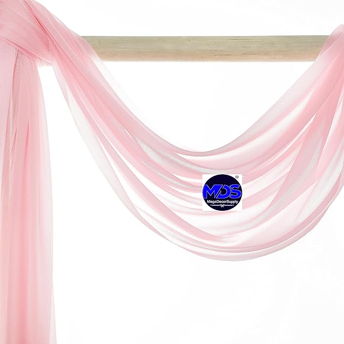 MDS Halloween Chiffon Draping Fabric - 1 Panel, 30" Wide x 50ft Long - Sheer Spooky Arbor & Canopy Drapery for Haunted House Backdrops, Party Ceilings, DIY Costumes & Themed Events - Blush Pink