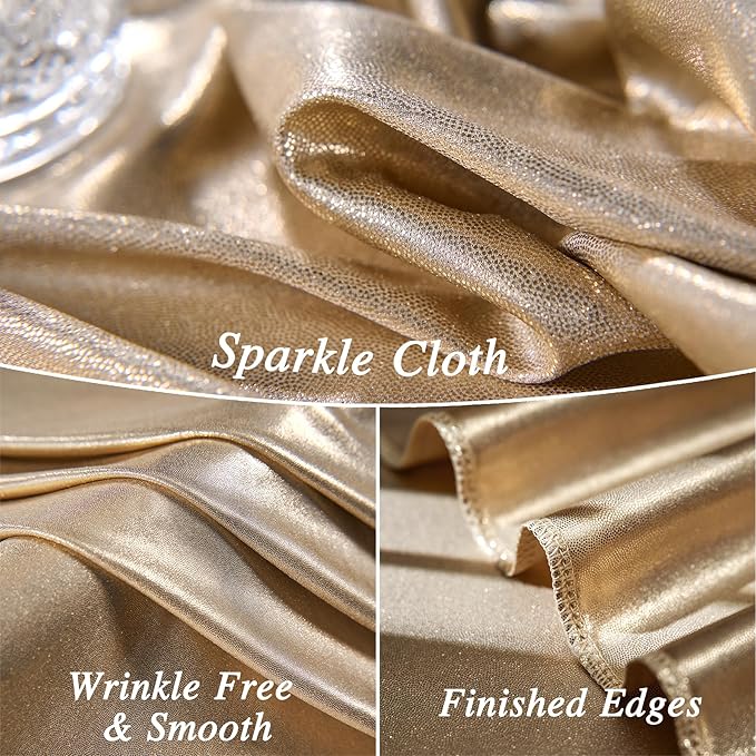 10x10 ft Champagne Sequin Backdrop Curtain Panels for Parties, Wrinkle Free Glitter Photo Backdrop Drapes 2 Panels 5x10FT Shimmer Back Drop Cloth for Wedding Birthday Christmas Photography Background