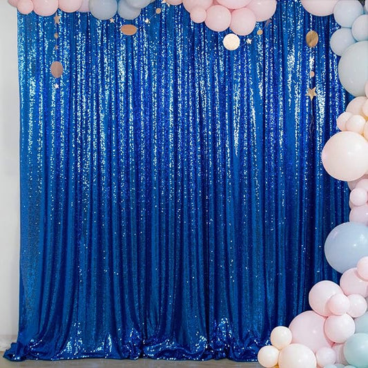 ShinyBeauty Royal Blue 8FTx8FT Sequin Photo Backdrop Sequin Backdrop Curtains Photography Backdrop Happy Birthday Backdrop for Party Chirismas Wedding Prom