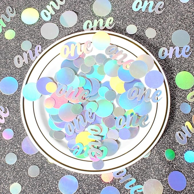 One Birthday Confetti Iridescent Baby First Birthday Decorations Circle Table Scatter Baby Shower The First Year Anniversary Party Table Decor Supplies 300PC