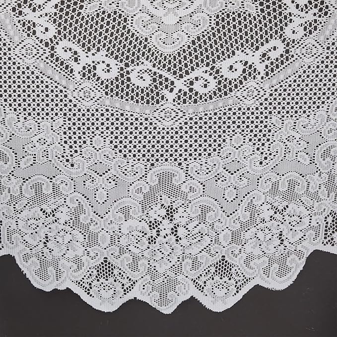 Juvale Round Lace Tablecloth - 59-Inch White Polyester - Scalloped Edge Circle Tablecloth with Floral Overlay & Vintage Decor for Wedding Receptions & Home (Pack of 2)