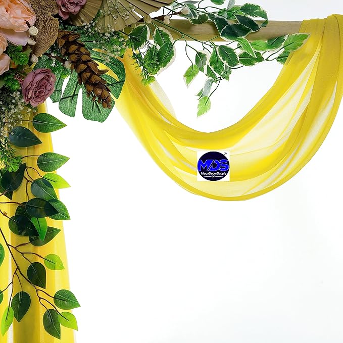 MDS Halloween Chiffon Draping Fabric - 1 Panel, 30" Wide x 40ft Long - Sheer Spooky Arbor & Canopy Drapery for Haunted House Backdrops, Party Ceilings, DIY Costumes & Themed Events - Yellow