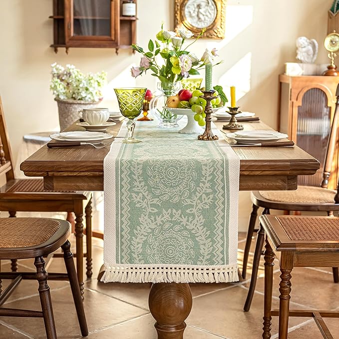 Table Runners 72 Inches Long Waterproof Boho Table Runner with Tassel Fringe,Table Runner for Party Coffee Table