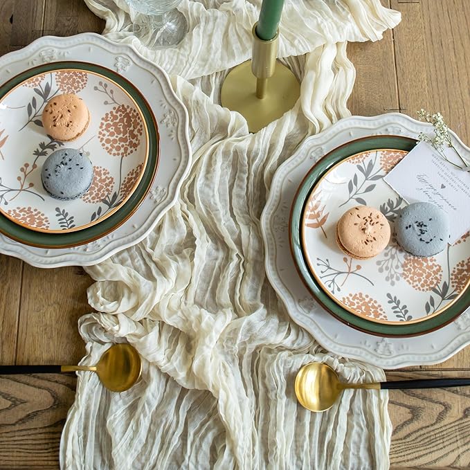 Ivory Cheesecloth Table Runner Set of 6 Runners 12 ft 142 in Long Each Cream Gauze Table for Wedding Table Baby Shower Decorations or Bridal Shower Decor Modern Table Runner Boho Table Décor