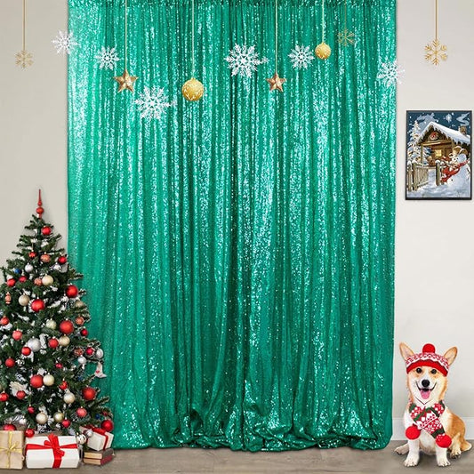 ShinyBeauty 10x10FT Green Sequin Backdrop | Grinch Christmas Photo Background | Sparkly Glitter Backdrop for Photography, Wedding, Party, and Baby Birthday Events