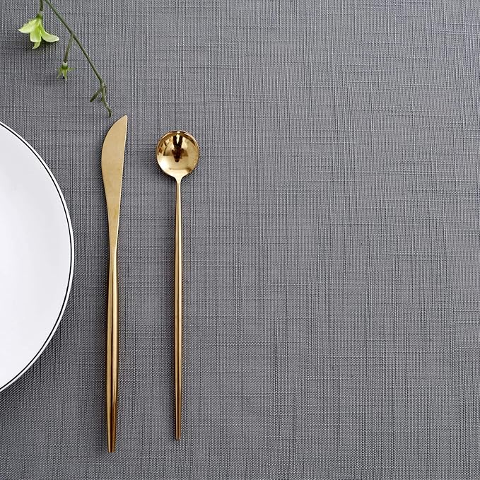 maxmill Lux Faux Linen Table Cloth with Slubby Texture Wrinkle Resistant Anti-Shrink Soft Tablecloth for Kitchen Dining Tabletop for Banquet Parties Event Dinner Rectangle 52 x 70 Inch Neutral Grey