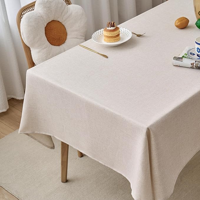 NLMUVW Rectangle Linen Tablecloth 84 Inch, Farmhouse Table Cloth Textured Rustic Water Resistant Table Cover for Kitchen Dining Party Coffee, 54 X 84 Inch