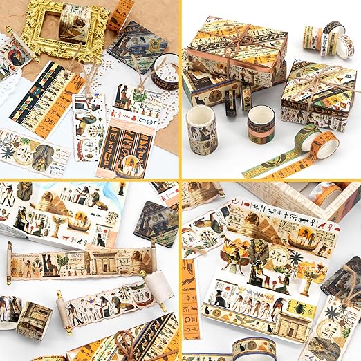 Mooker 16 Rolls Washi Tape Set - Decorative Tape Egyptian Style, Craft Tape for Journaling Supplies, Scrapbooking Supplies, Journaling Supplies, DIY Crafts, Junk Journal Supplies, Scrapbook Paper