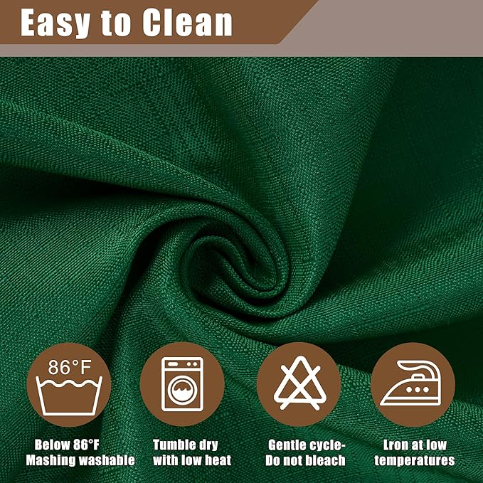Fitable 2 Pack Faux Linen Christmas Tablecloths, Burlap Textured Table Cloth Rectangle, Decorative Table Covers for Winter Holiday Kitchen Dining Party Farmhouse (Hunter Green, 60 x 120 Inch)