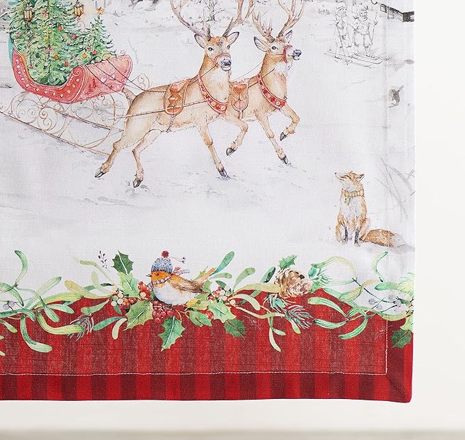 Maison d' Hermine Table Runner 100% Cotton Single Layer Table Runners 108 inches Long for Thanksgiving Christmas Decorations Home Kitchen Dining Party Wedding (Christmas Tradition, 14.5" x 108")