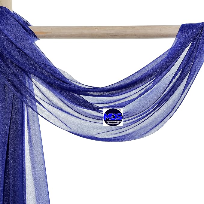 MDS Halloween Chiffon Draping Fabric - 1 Panel, 30" Wide x 20ft Long - Sheer Spooky Arbor & Canopy Drapery for Haunted House Backdrops, Party Ceilings, DIY Costumes & Themed Events - Royal Blue