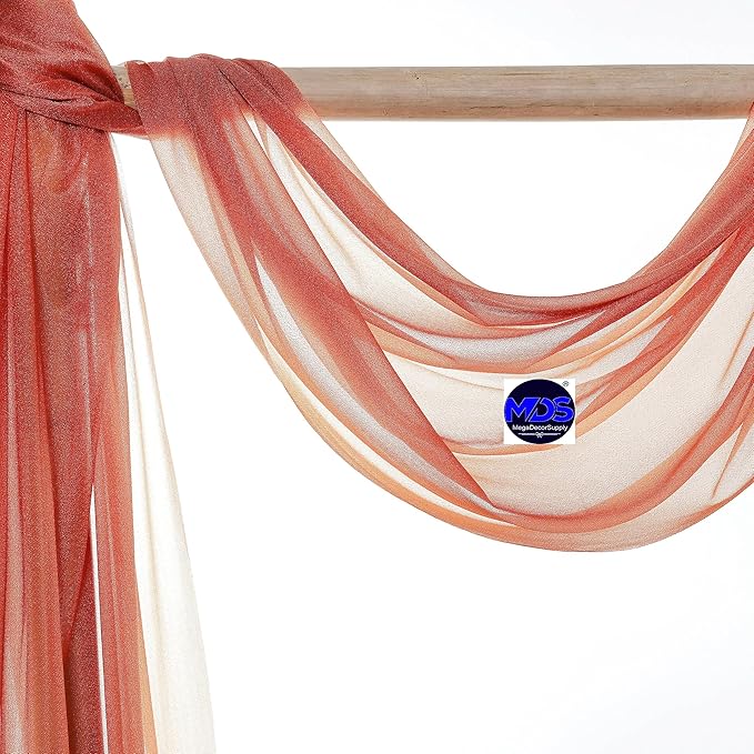 MDS Halloween Chiffon Draping Fabric - 2 Panel, 30" Wide x 50ft Long - Sheer Spooky Arbor & Canopy Drapery for Haunted House Backdrops, Party Ceilings, DIY Costumes & Themed Events - Terracotta