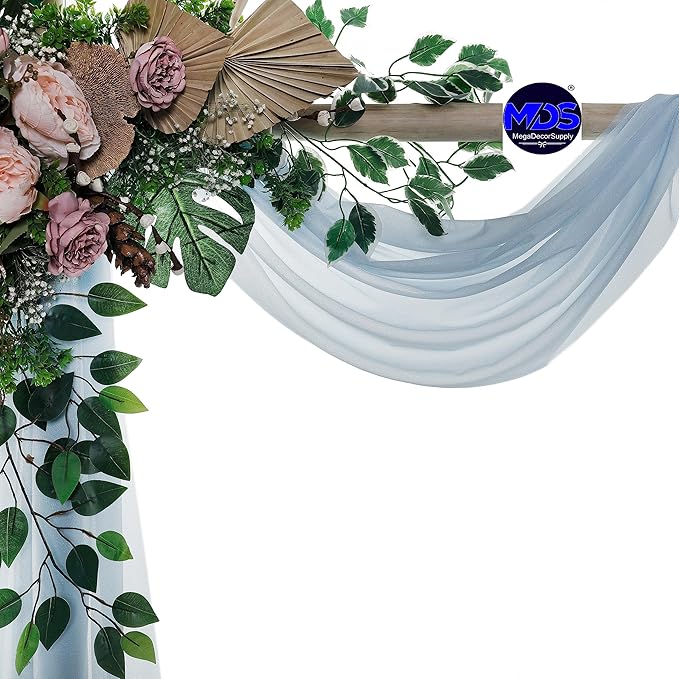 MDS Halloween Chiffon Draping Fabric - 2 Panel, 30" Wide x 100ft Long - Sheer Spooky Arbor & Canopy Drapery for Haunted House Backdrops, Party Ceilings, DIY Costumes & Themed Events - Baby Blue