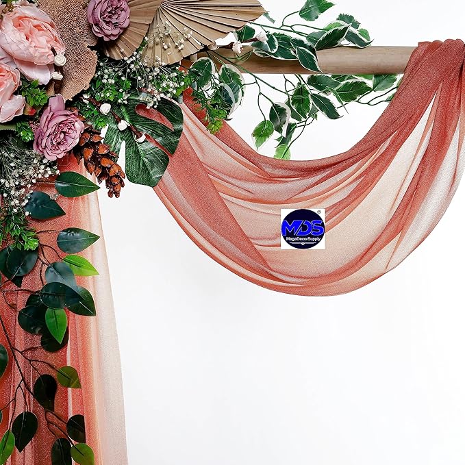 MDS Halloween Chiffon Draping Fabric - 1 Panel, 30" Wide x 30ft Long - Sheer Spooky Arbor & Canopy Drapery for Haunted House Backdrops, Party Ceilings, DIY Costumes & Themed Events - Terracotta
