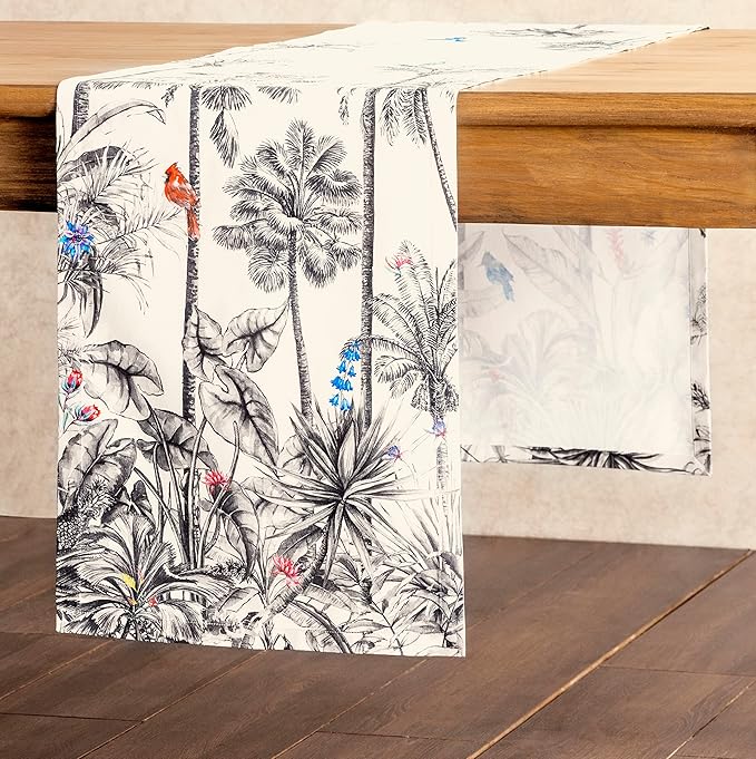 Maison d' Hermine Table Runner 100% Cotton Single Layer Table Runners 60 inches Long for Thanksgiving Christmas Decorations Home Kitchen Dining Party Wedding (Amazonia, 14.5" x 60")