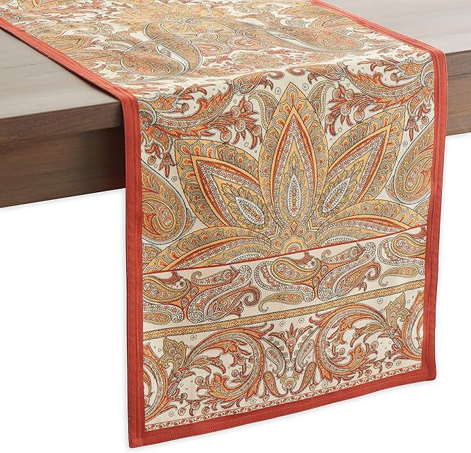Maison d' Hermine Table Runner 100% Cotton Single Layer Table Runners 60 inches Long for Thanksgiving Christmas Decorations Home Kitchen Dining Party Wedding (Kashmir Paisley, 14.5" x 60")