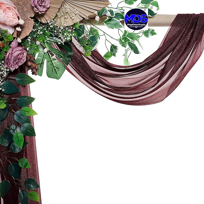 MDS Halloween Chiffon Draping Fabric - 1 Panel, 30" Wide x 40ft Long - Sheer Spooky Arbor & Canopy Drapery for Haunted House Backdrops, Party Ceilings, DIY Costumes & Themed Events - Burgundy
