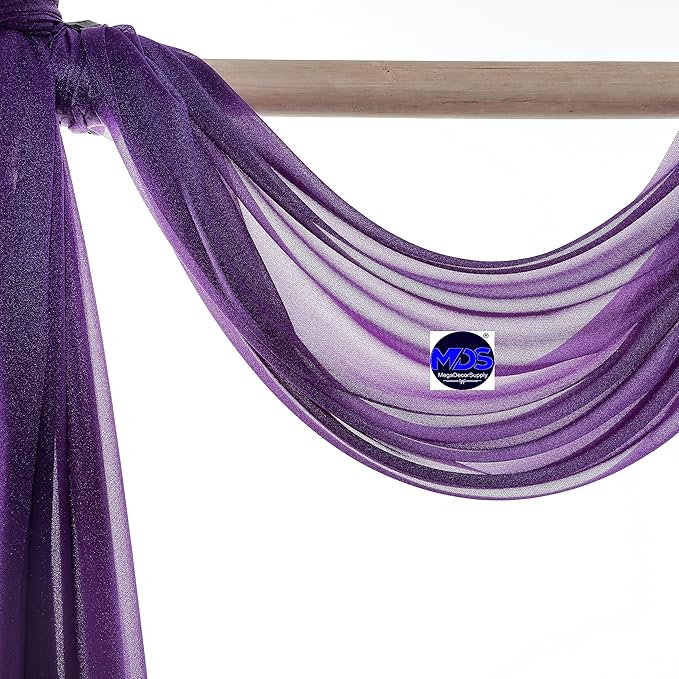 MDS Halloween Chiffon Draping Fabric - 1 Panel, 30" Wide x 75ft Long - Sheer Spooky Arbor & Canopy Drapery for Haunted House Backdrops, Party Ceilings, DIY Costumes & Themed Events - Cadbury Purple