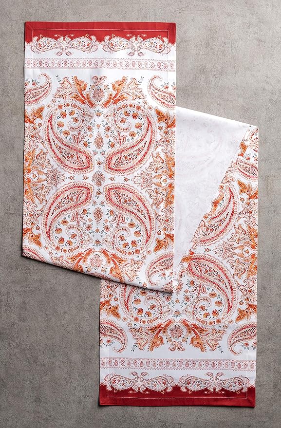 Maison d' Hermine Table Runner 100% Cotton Single Layer Table Runners 90 inches Long for Thanksgiving Christmas Decorations Home Kitchen Dining Party Wedding (Orient, 14.5" x 90")