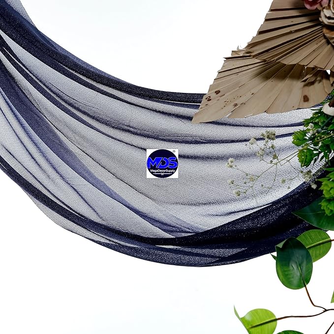 MDS Halloween Chiffon Draping Fabric - 2 Panel, 30" Wide x 20ft Long - Sheer Spooky Arbor & Canopy Drapery for Haunted House Backdrops, Party Ceilings, DIY Costumes & Themed Events - Navy Blue