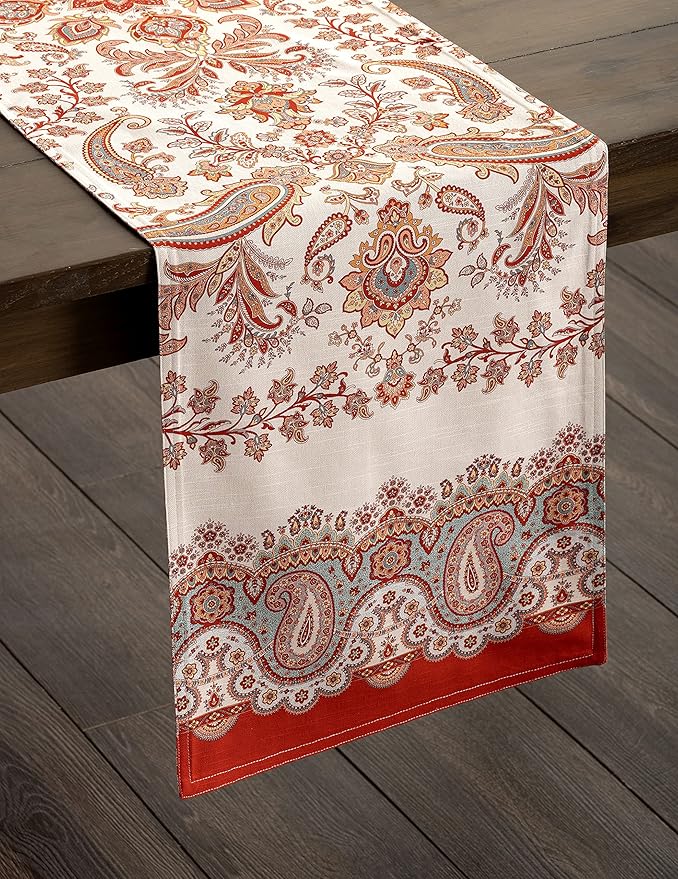 Maison d' Hermine Table Runner 100% Cotton Double Layer Table Runners 72 inches Long Decorative for Home Kitchen Dining Party Baby Shower Wedding Bridal Shower (Cachemire, 14.50" x 72")