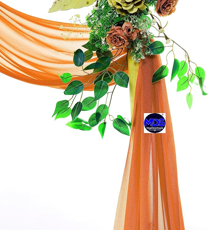 MDS Halloween Chiffon Draping Fabric - 1 Panel, 30" Wide x 75ft Long - Sheer Spooky Arbor & Canopy Drapery for Haunted House Backdrops, Party Ceilings, DIY Costumes & Themed Events - Orange