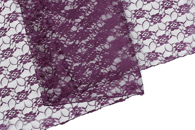 MDS Pack of 25Wedding 12 x 108 inches Lace Table Runner for Wedding, Decorations for Birthday Parties, Banquets, Graduations, Engagements, and Runners fit Rectangle, Round Table- Plum