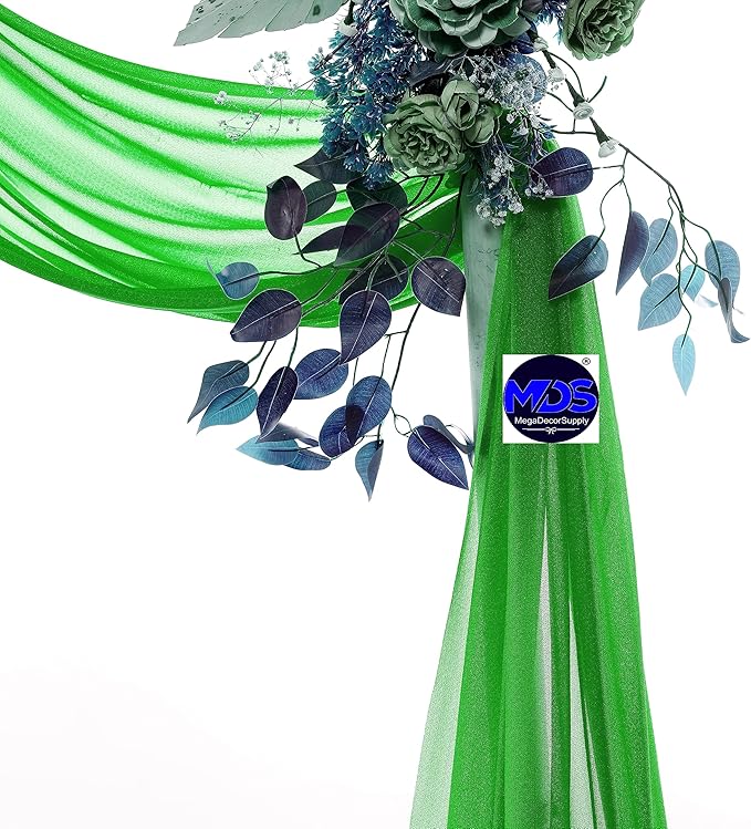 MDS Halloween Chiffon Draping Fabric - 2 Panel, 30" Wide x 75ft Long - Sheer Spooky Arbor & Canopy Drapery for Haunted House Backdrops, Party Ceilings, DIY Costumes & Themed Events - Green