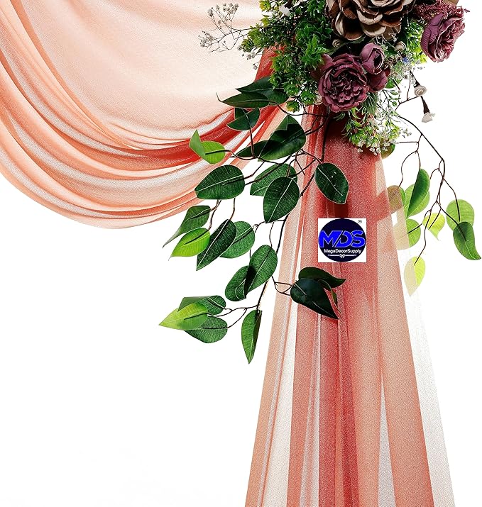 MDS Halloween Chiffon Draping Fabric - 2 Panel, 30" Wide x 50ft Long - Sheer Spooky Arbor & Canopy Drapery for Haunted House Backdrops, Party Ceilings, DIY Costumes & Themed Events - Terracotta