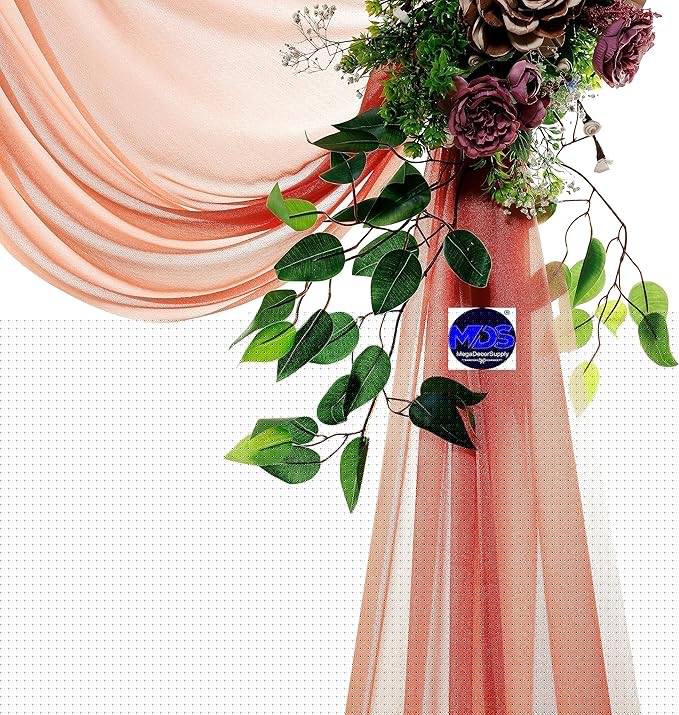 MDS Halloween Chiffon Draping Fabric - 1 Panel, 30" Wide x 50ft Long - Sheer Spooky Arbor & Canopy Drapery for Haunted House Backdrops, Party Ceilings, DIY Costumes & Themed Events - Terracotta