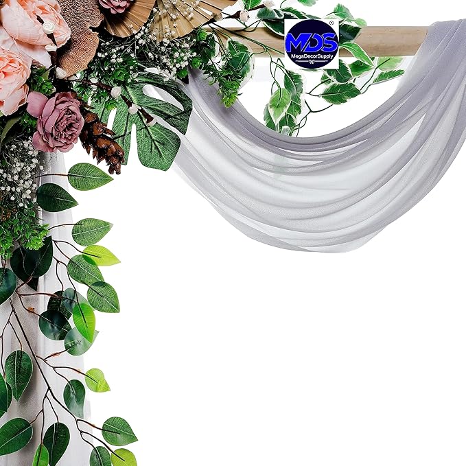 MDS Halloween Chiffon Draping Fabric - 2 Panel, 30" Wide x 75ft Long - Sheer Spooky Arbor & Canopy Drapery for Haunted House Backdrops, Party Ceilings, DIY Costumes & Themed Events - Cool Gray