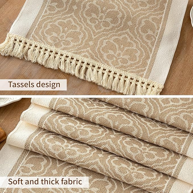 Table Runners 72 Inches Long Waterproof Boho Table Runner with Tassel Fringe,Table Runner for Party Coffee Table