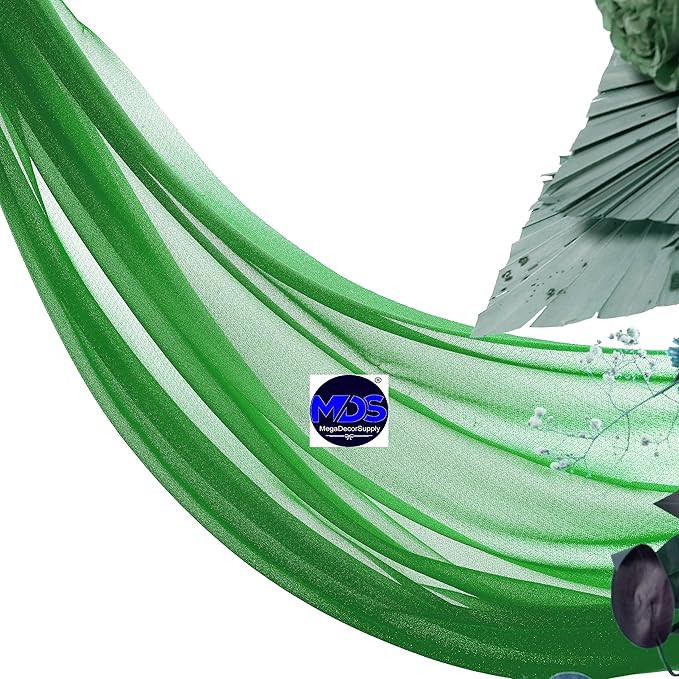 MDS Halloween Chiffon Draping Fabric - 1 Panel, 30" Wide x 20ft Long - Sheer Spooky Arbor & Canopy Drapery for Haunted House Backdrops, Party Ceilings, DIY Costumes & Themed Events - Green