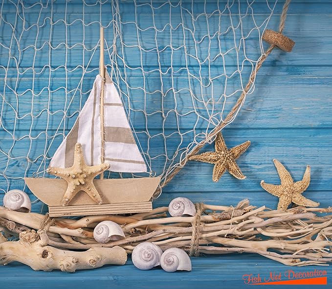 Natural Fish Net Party Decorations for Pirate Party, Hawaiian Party, Nautical Themed Cotton Fishnet Party Accessory