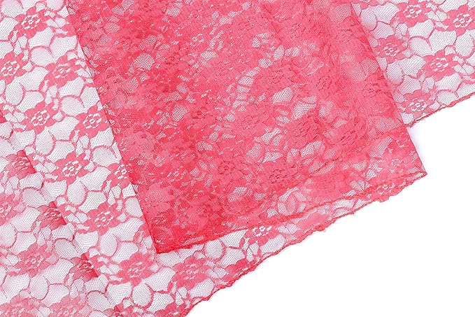 MDS Pack of 20 Wedding 12 x 108 inches Lace Table Runner for Wedding, Decorations for Birthday Parties, Banquets, Graduations, Engagements, and Runners fit Rectangle, Round Table- Coral