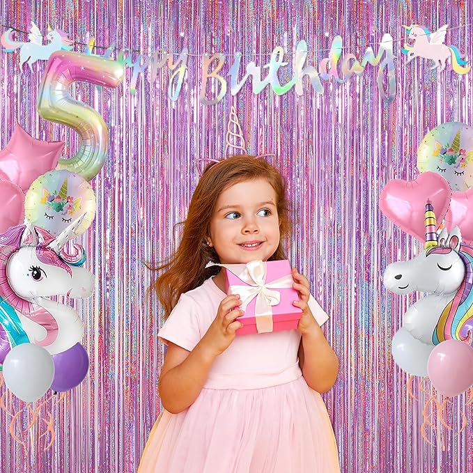 Melsan 3 Pack 3.2 x 8.2 ft Sparkling Pinkish Purple Tinsel Fringe Curtain Backdrop Glitter Decor for Birthdays, Bachelorette, Weddings, Photo Booth | Reusable Princess & Y2K Party Backdrop