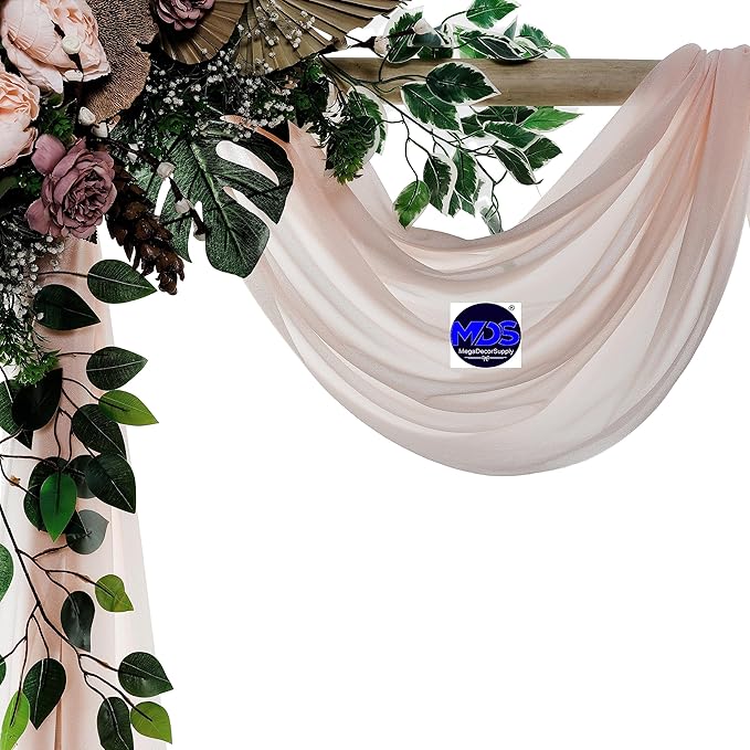 MDS Halloween Chiffon Draping Fabric - 1 Panel, 30" Wide x 75ft Long - Sheer Spooky Arbor & Canopy Drapery for Haunted House Backdrops, Party Ceilings, DIY Costumes & Themed Events - Nude