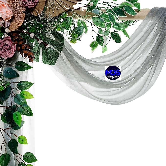 MDS Halloween Chiffon Draping Fabric - 1 Panel, 30" Wide x 30ft Long - Sheer Spooky Arbor & Canopy Drapery for Haunted House Backdrops, Party Ceilings, DIY Costumes & Themed Events - Gray